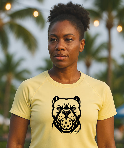 Pepini Bulldog Grip | Short Sleeve Performance Tee by Pepini Pickleball β white Pickleball T-Shirt front view